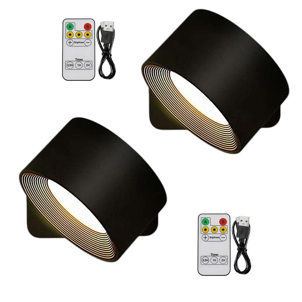 Luminaria Arandela LED 3 Tons Kit 2 uni USB Bateria Recarregavel Controle Mesa Parede Cabeceira Leitura Quarto Luz