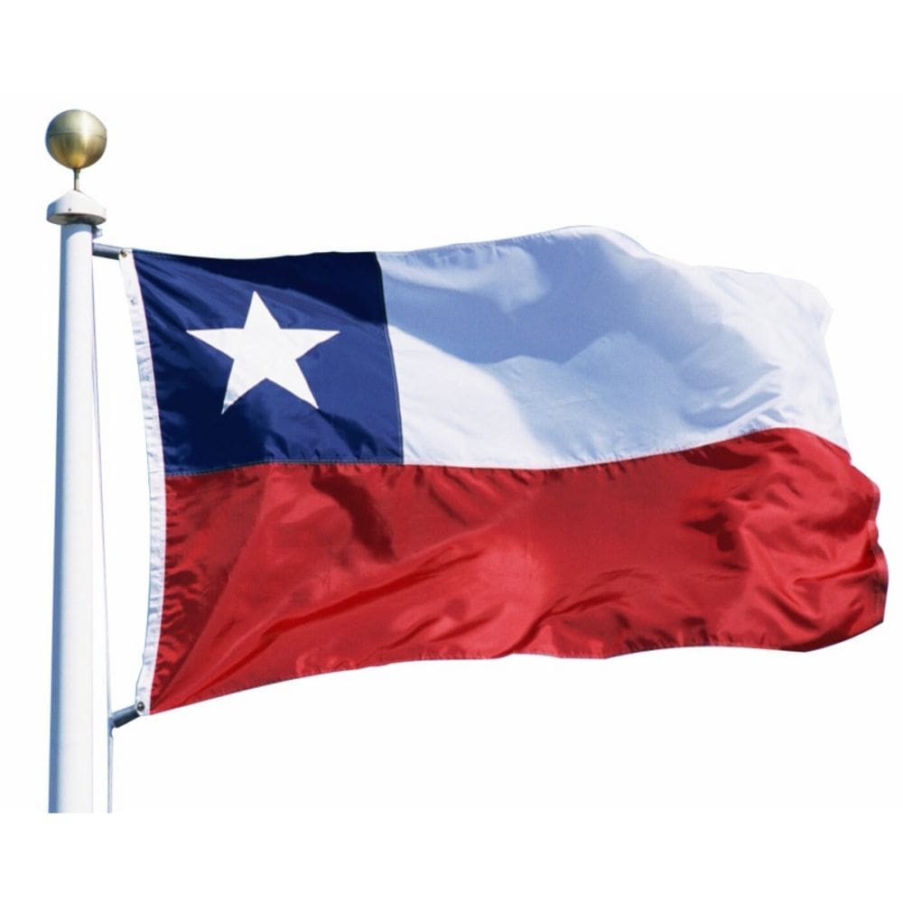 Bandeira chilena 90x135cm, tecido Trevira, bordado, estrela