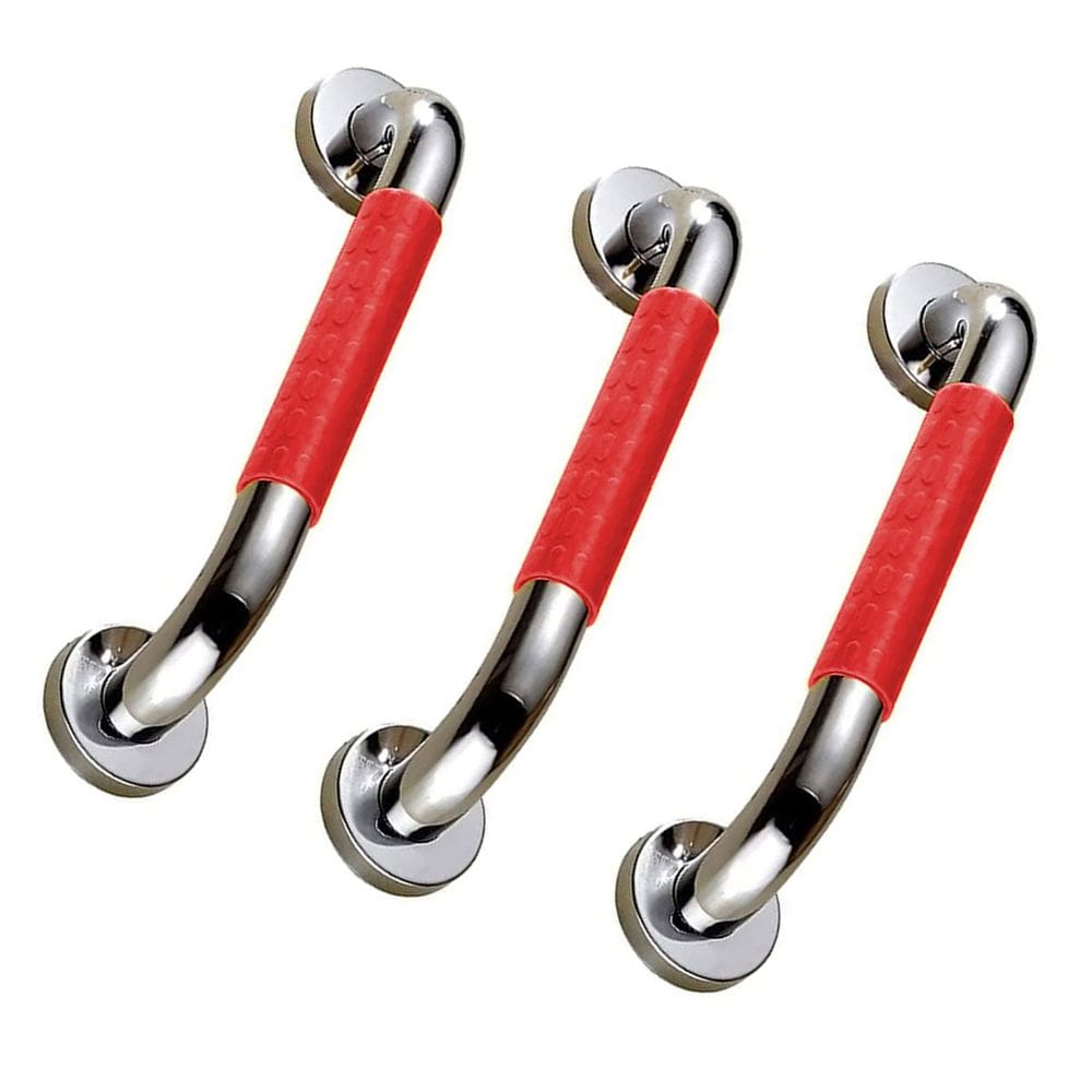 Barra de Apoio 40cm Kit 3 uni Antiderrapante Idoso Acessibilidade Evita Queda Acidentes Banheiro Box Corrimao Escada