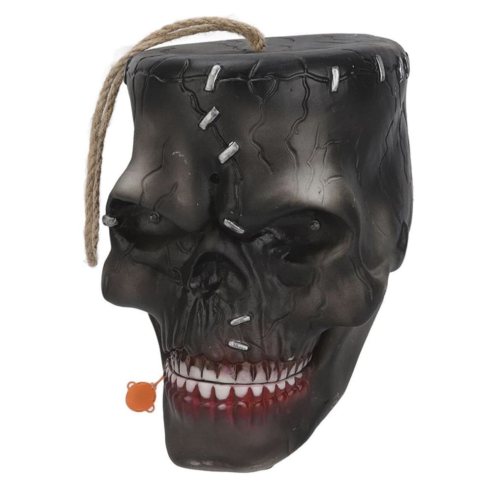 Cranio Hallowen Caveira Assustadora Sensor Acende Olhos Mexe A Boca Som