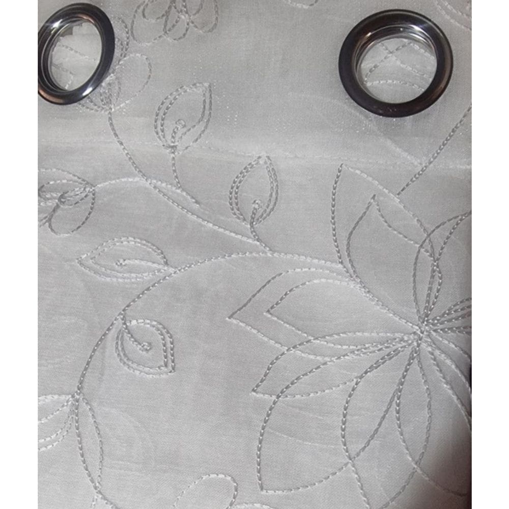 Cortina Visillo Bordada Branca 140x230cm Bordada em Poliéster
