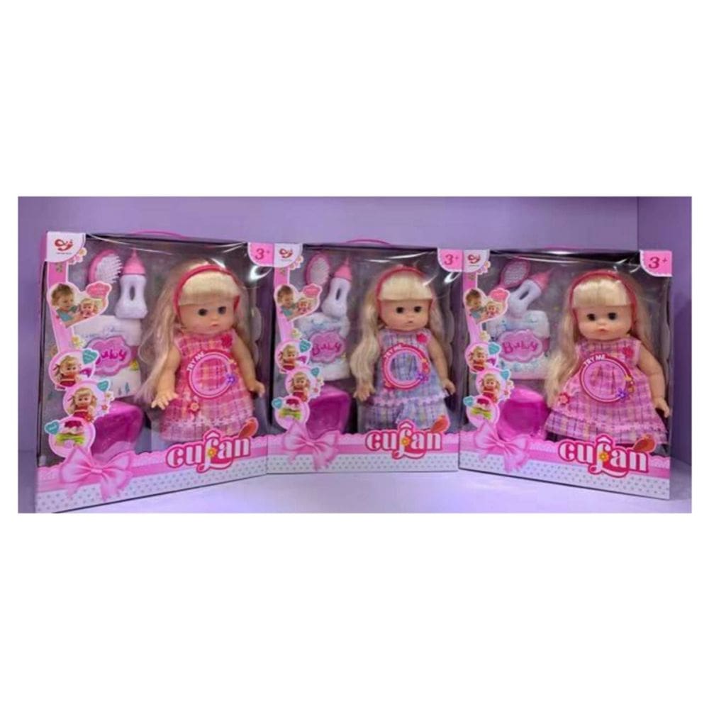 Boneca interativa com luz, som e vestido azul