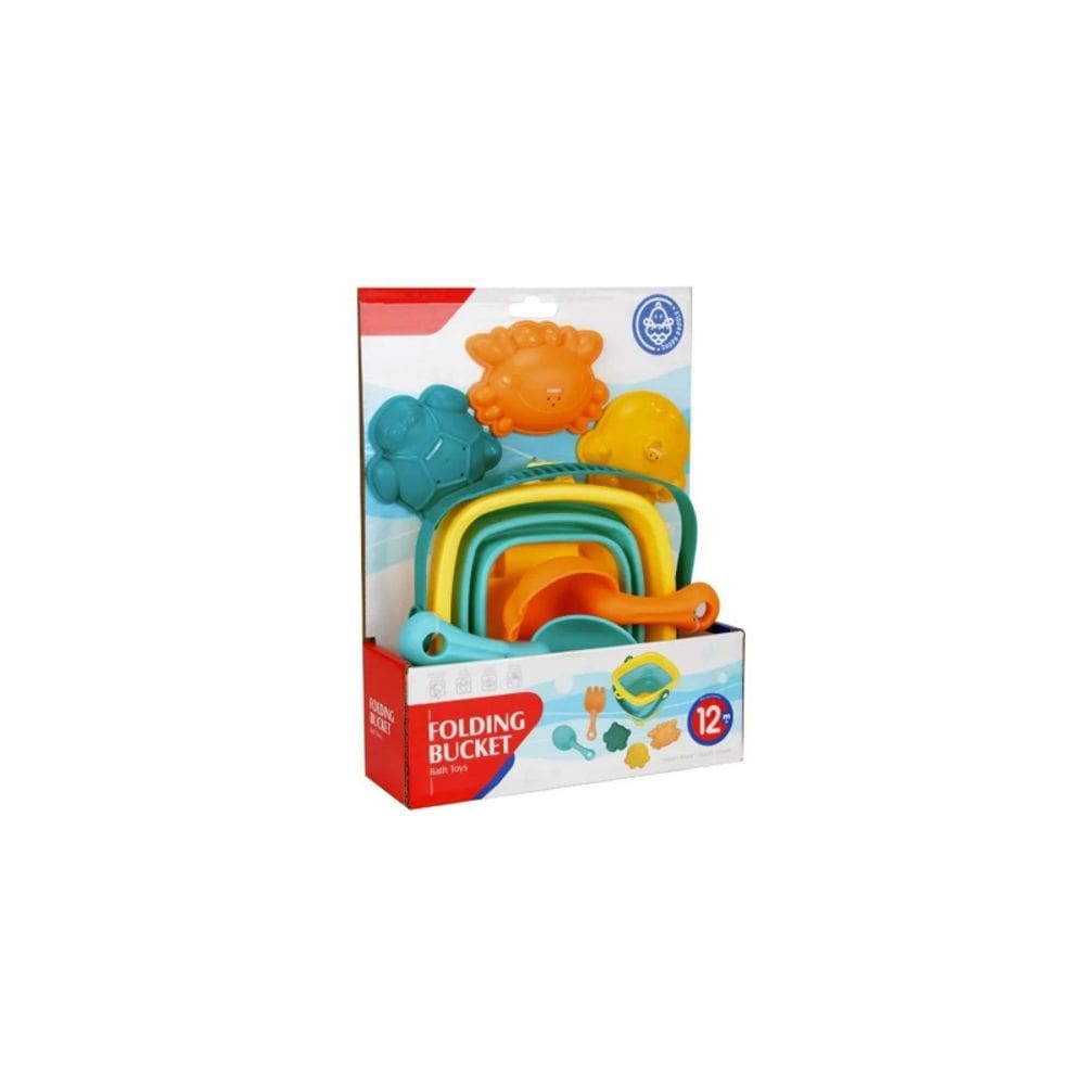 Conjunto de baldes de praia dobráveis com acessórios para crianças de 12 m ou mais