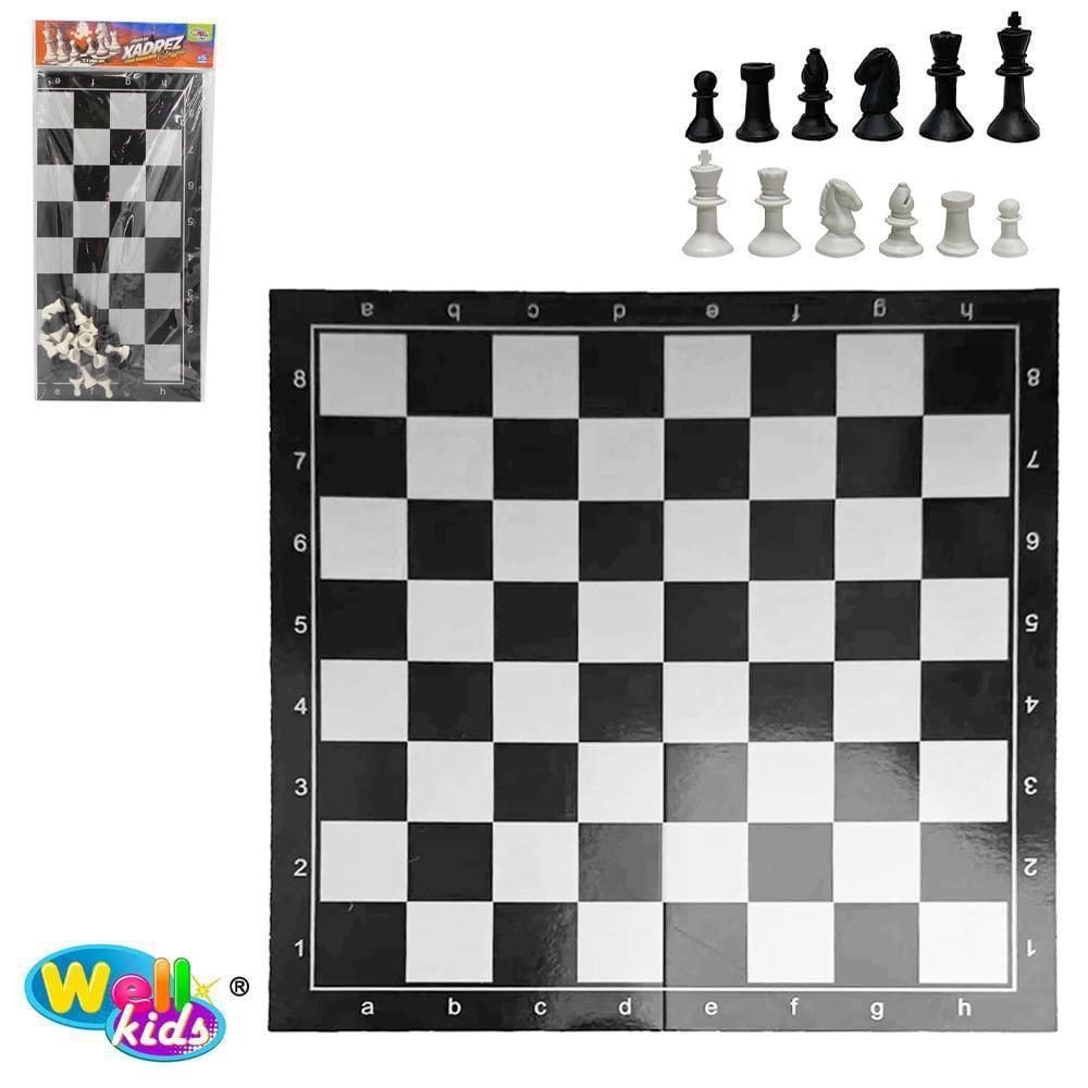 Jogo De Xadrez Com Tabuleiro Classico + 32 Pecas 29X29Cm