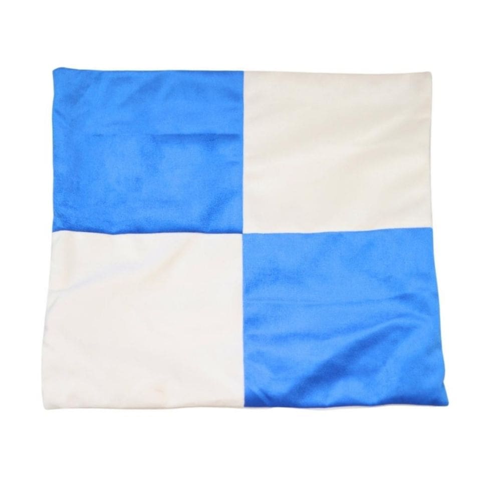 Capa de almofada Gabriela azul branca de pelúcia 50x50 cm