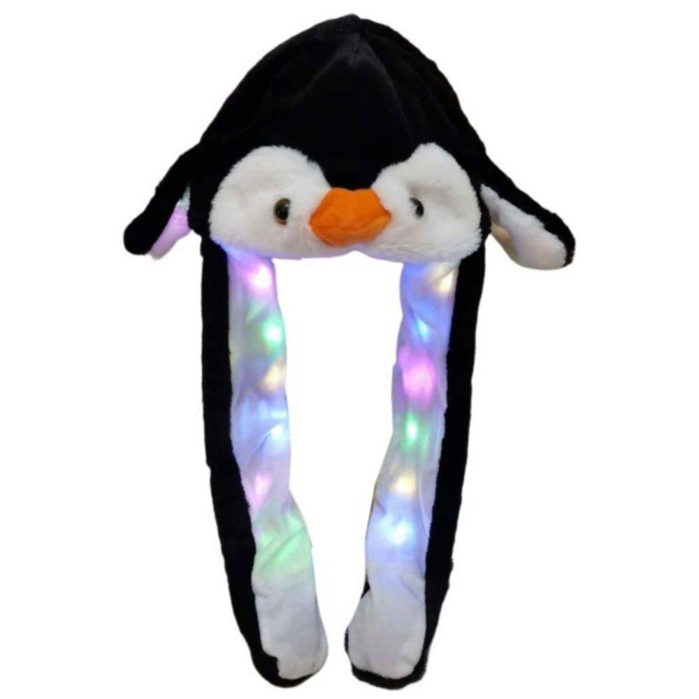 Chapéu com orelhas de coelho em movimento e luzes para crianças e adultos