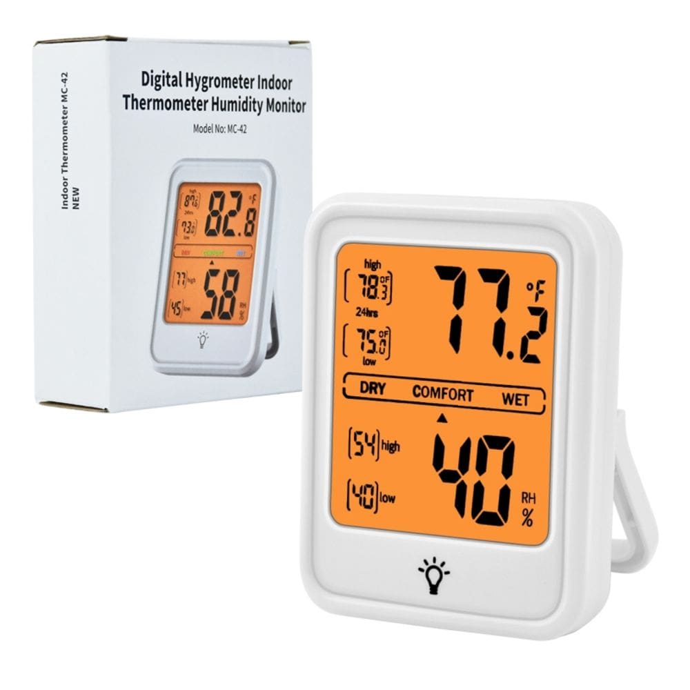 Tela retroiluminada digital do termômetro do higrômetro