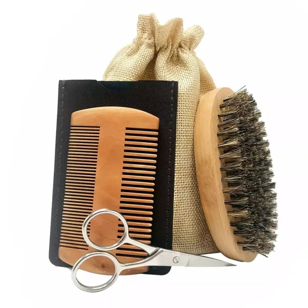 Conjunto de pincéis para barba com tesoura Barber Man