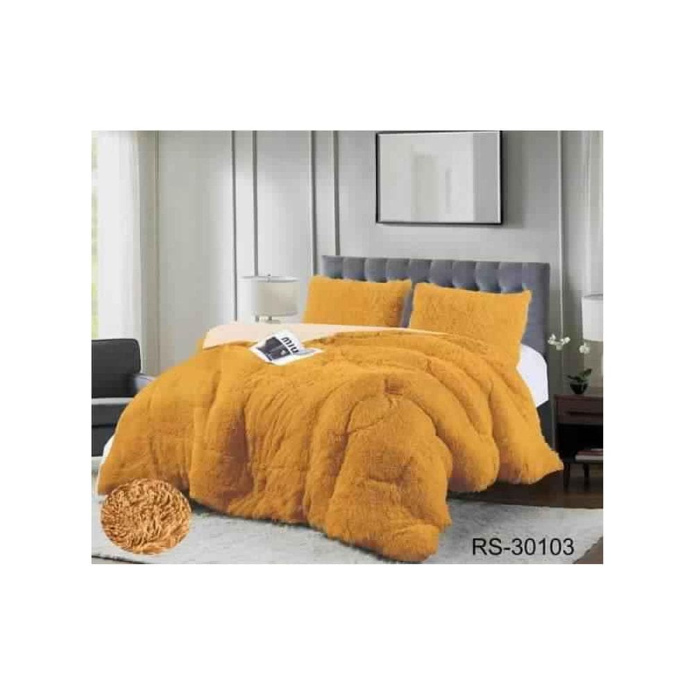 Capa de inverno para sofá de 2 lugares com pele sintética - Mostarda