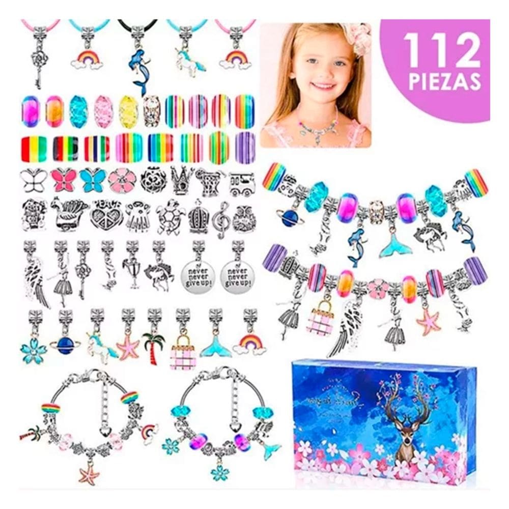 Conjunto de pingentes para meninas fazerem pulseira com 42 pingentes de cristal
