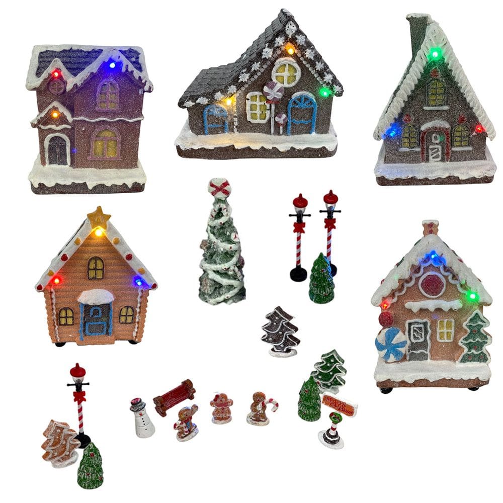 Cenario Vila Natal Natalino Casinha de Biscoito LED Boneco de Neve Decoraçao Estante Mesa Evento Fim de Ano Enfeite