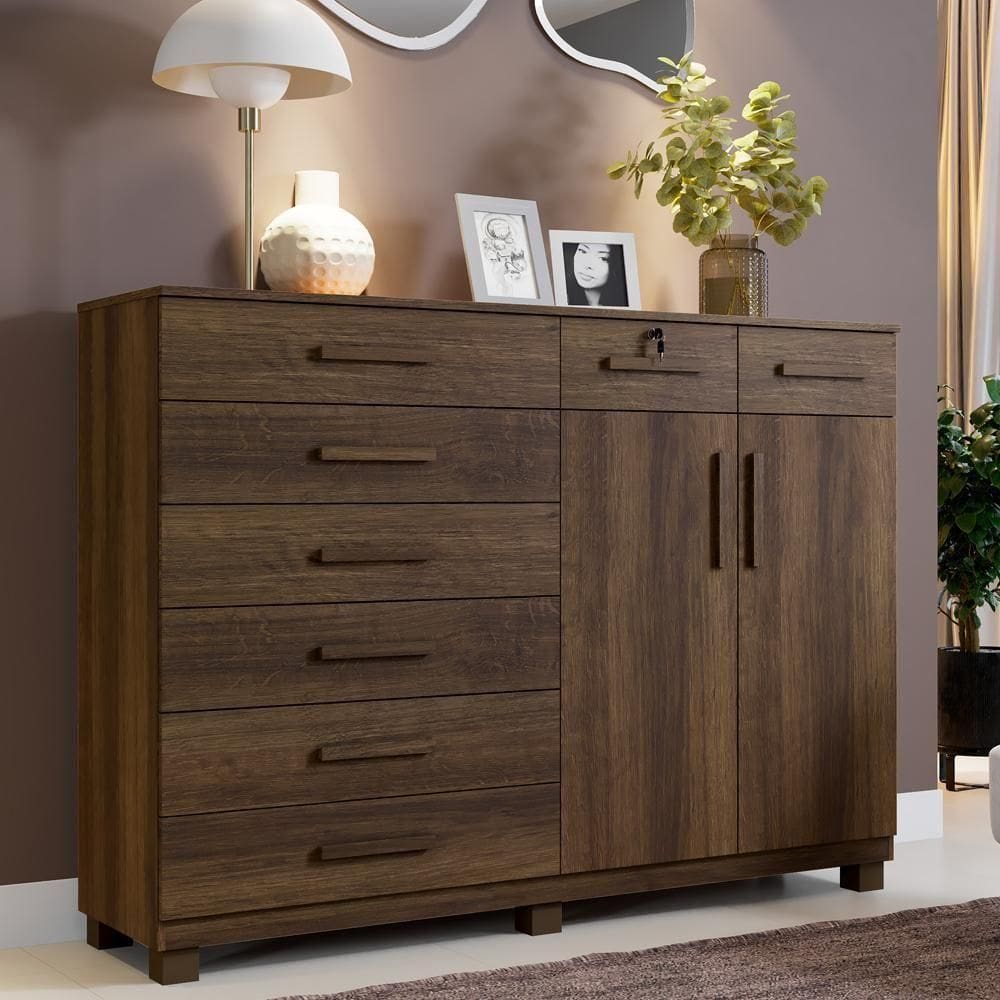 Cômoda Triunfo 8 Gavetas E 2 Portas Imbuía