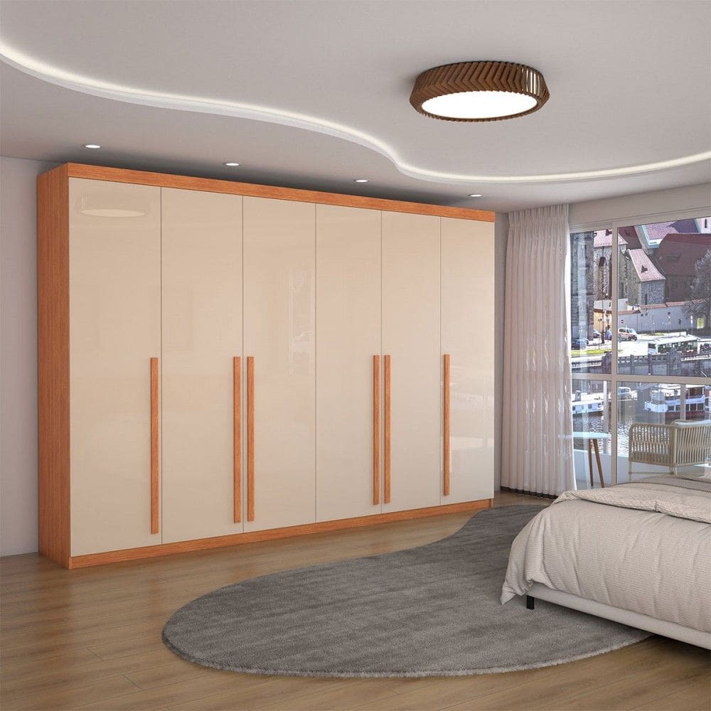 Guarda-Roupa Casal Colorado 6 Portas 8 Gavetas 100% Mdf Cinamomo/Off White - Panorama Móveis