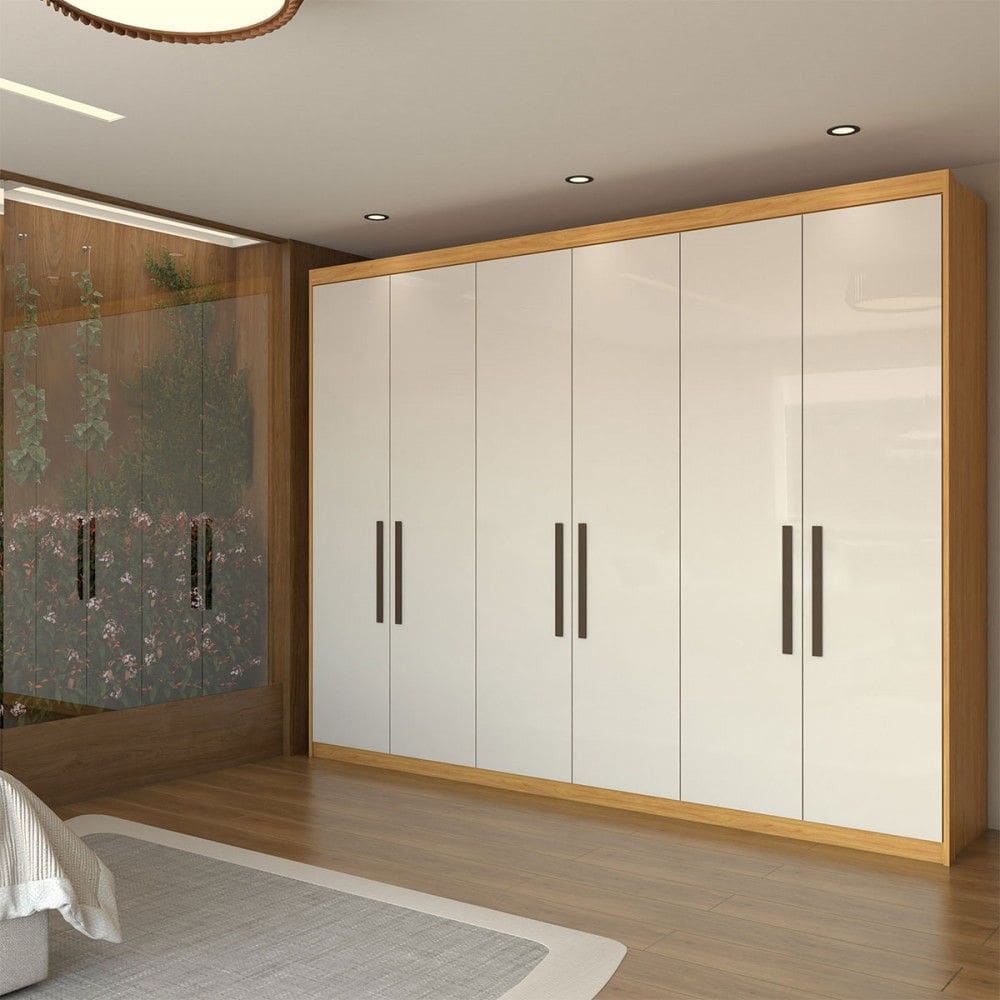 Guarda-Roupa Casal Closetto 6 Portas 4 Gavetas 100% Mdf Cinamon/Off-White - Panorama Móveis