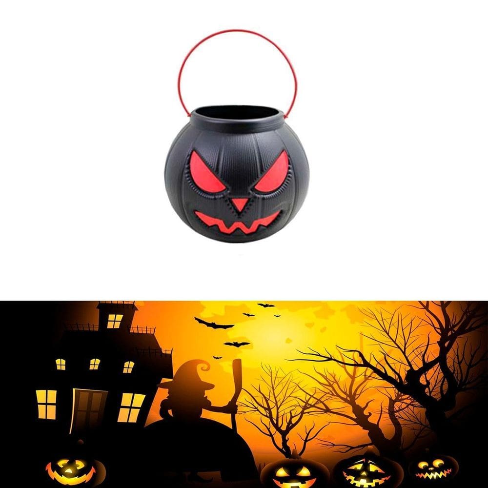 Kit 2 Abóbora Preta Dia Das Bruxas Com Alça