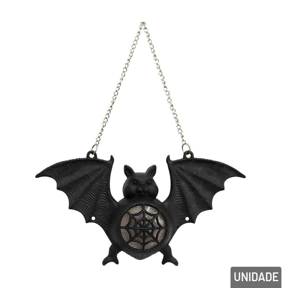 Enfeite Halloween 17cm Morcego com LED e Corrente - Tudo em Caixa
