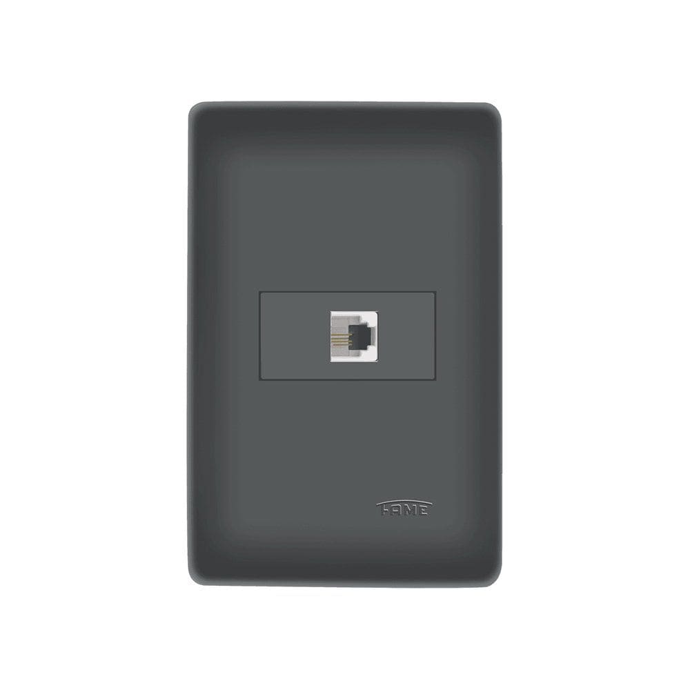 Tomada para Telefone Fame Habitat Black RJ11 4 Vias com Placa 4x2