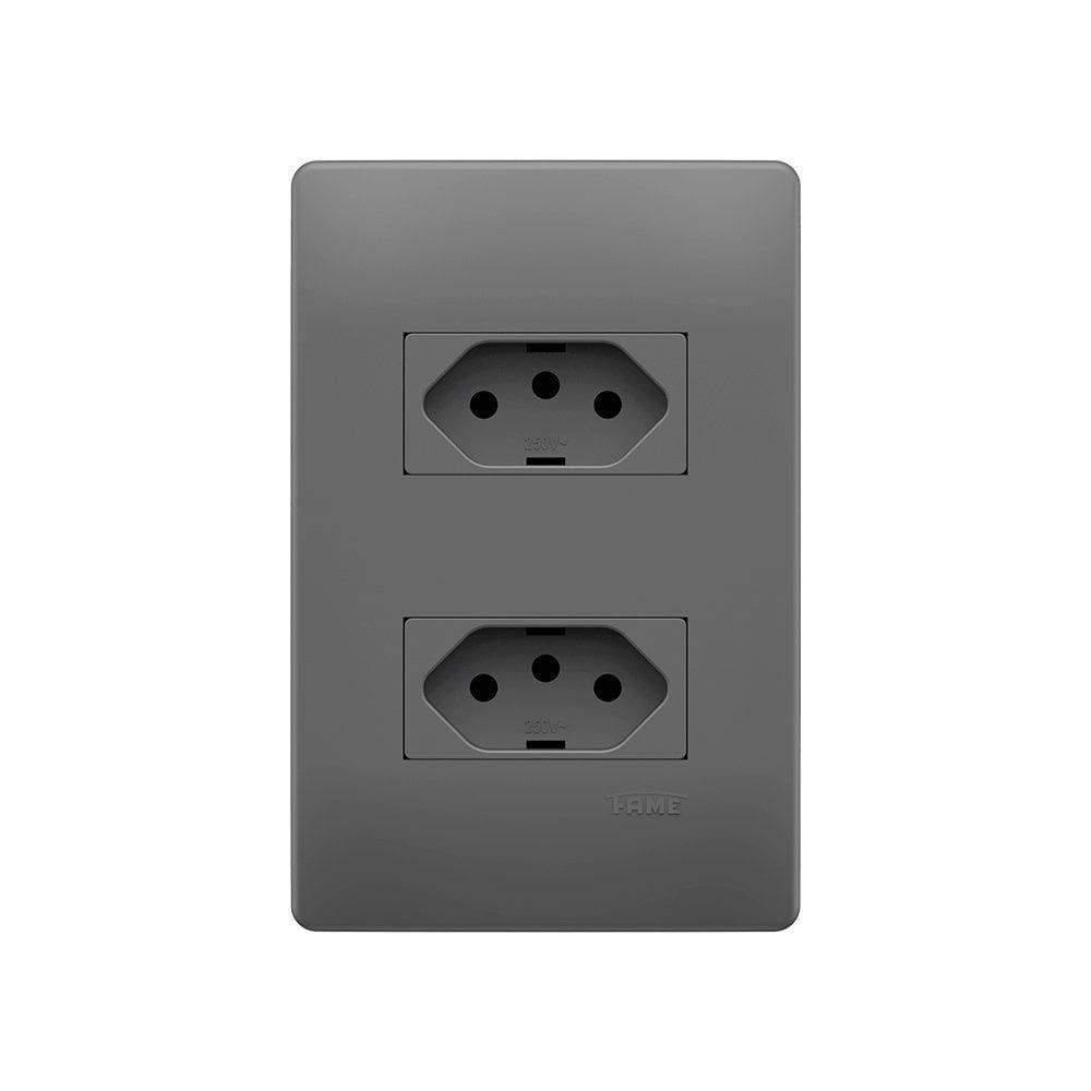 Tomada Dupla Fame Habitat Onix 2P+T 20A com Placa 4x2
