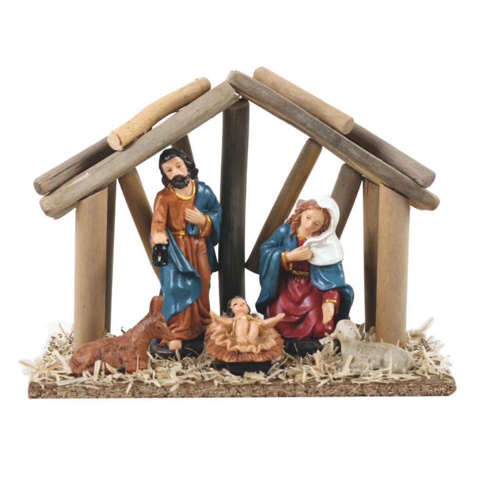 Presépio Jesus, Maria E José Enfeite De Madeira 20X12X19Cm