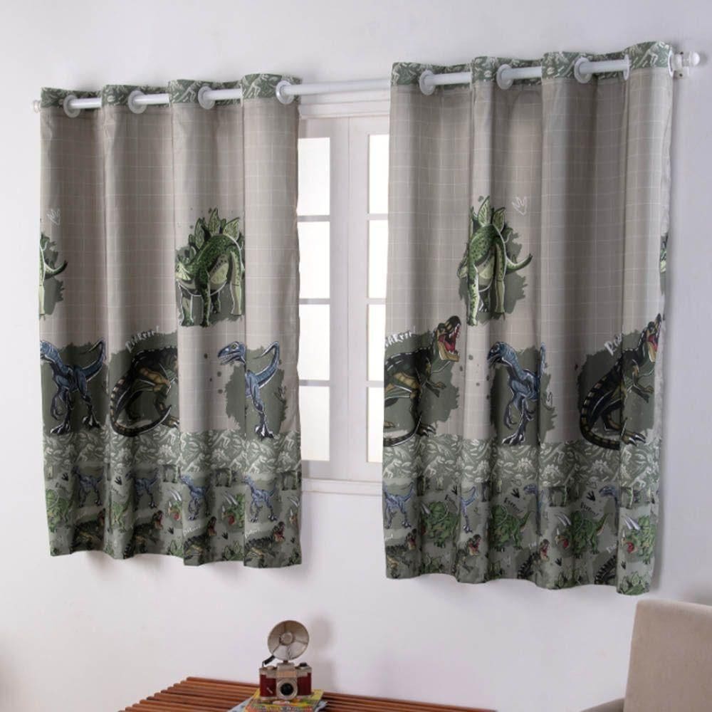 Cortina Juvenil Boy Estampada 2,00m Largura X 1,50m Altura - Dinossauro - 100% Poliéster