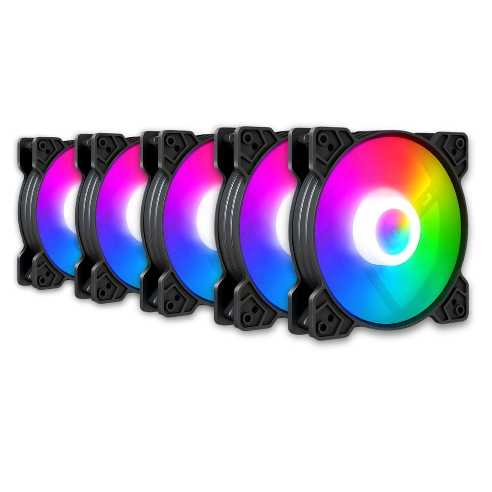 Kit 5 Cooler Fan Snaker Shadow ARGB 120mm Silencioso Preto