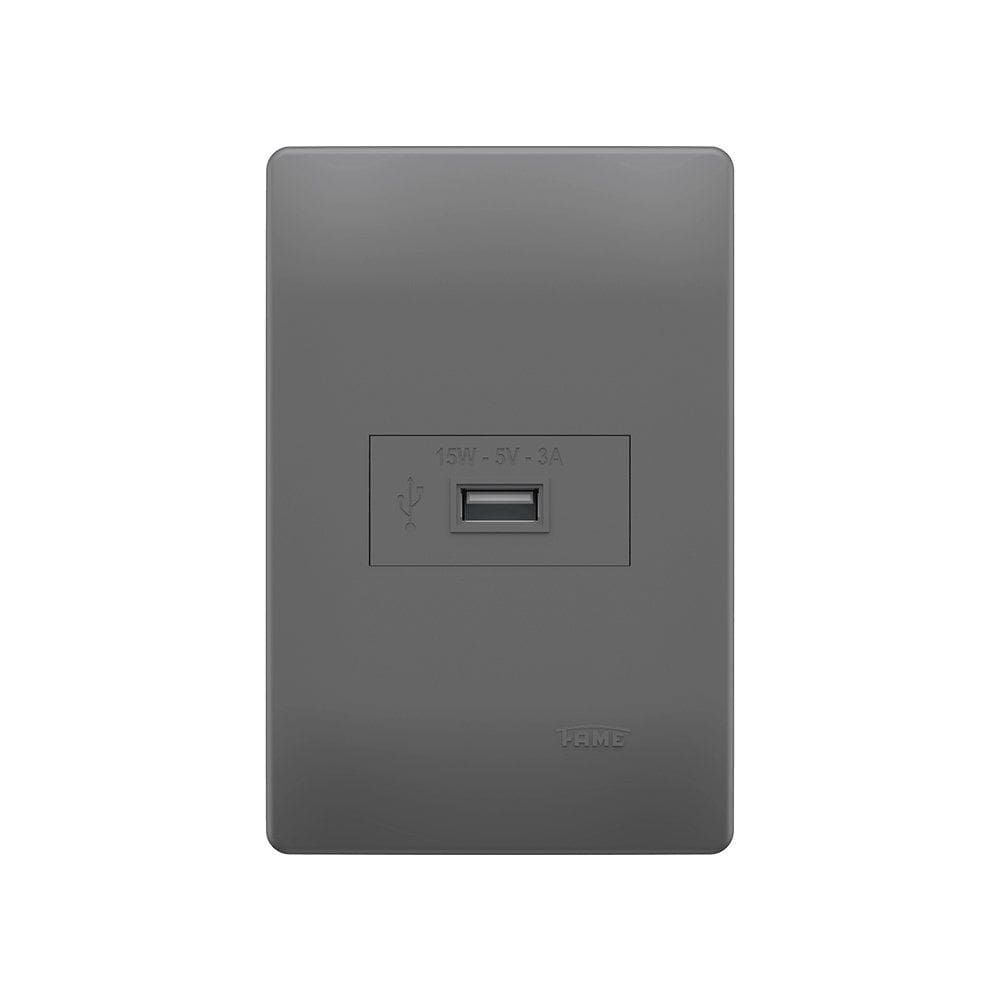 Tomada USB Fame Habitat Onix 15W com Placa 4x2