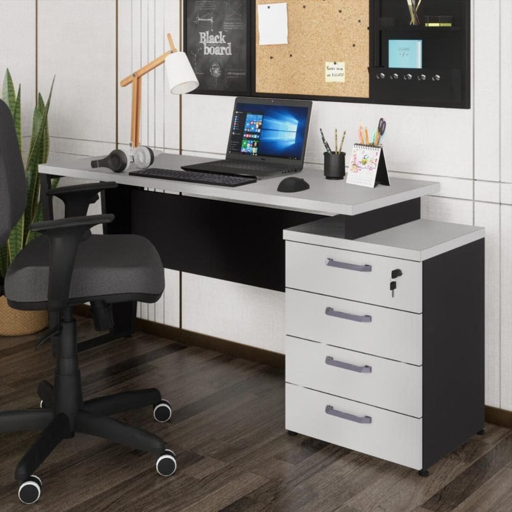 Escrivaninha Mesa Escritório Extensível 135cm 4 Gavetas Flex Multimóveis CR25324