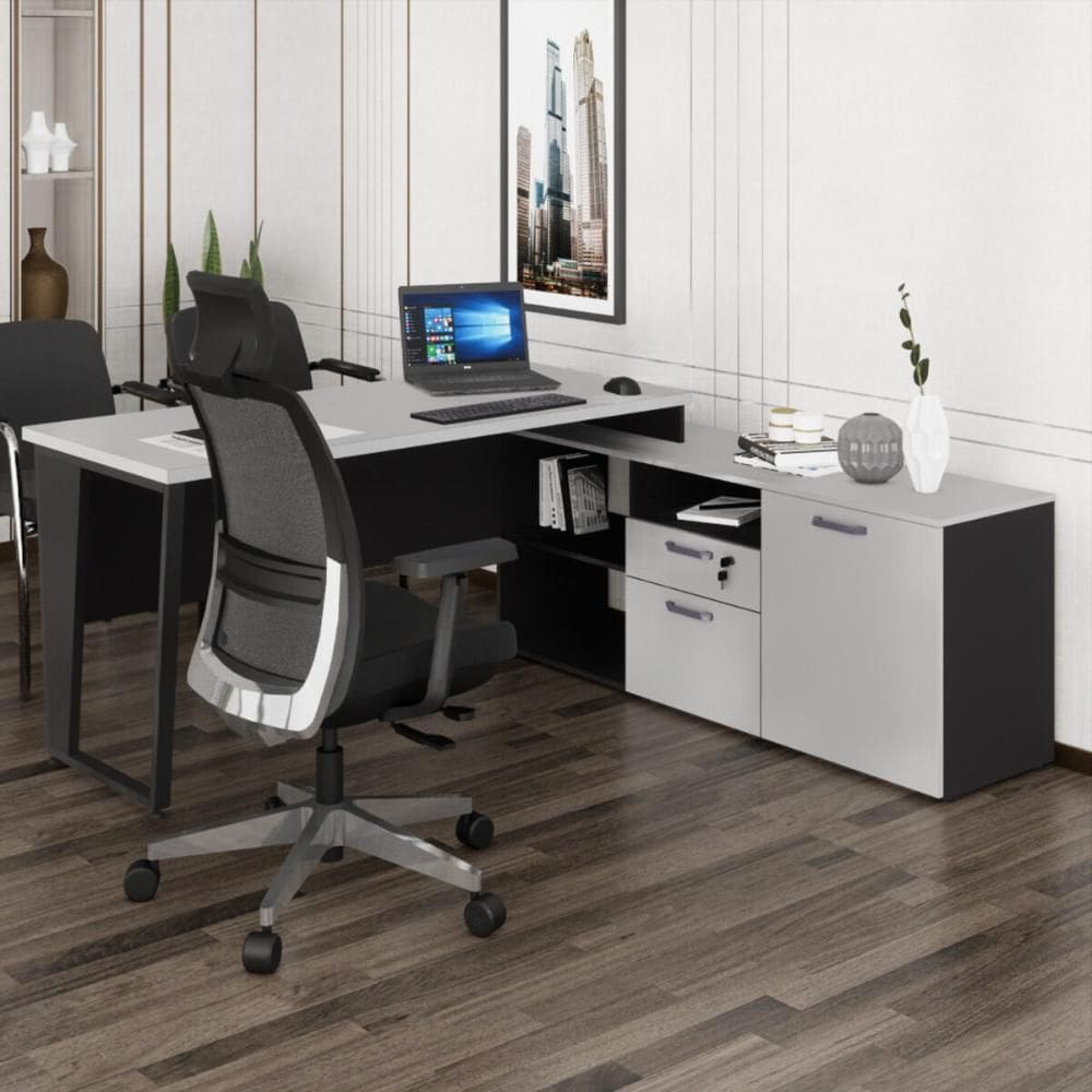 Escrivaninha com Balcão Lateral 170cm 1 Porta 2 Gavetas Flex Multimóveis CR25307