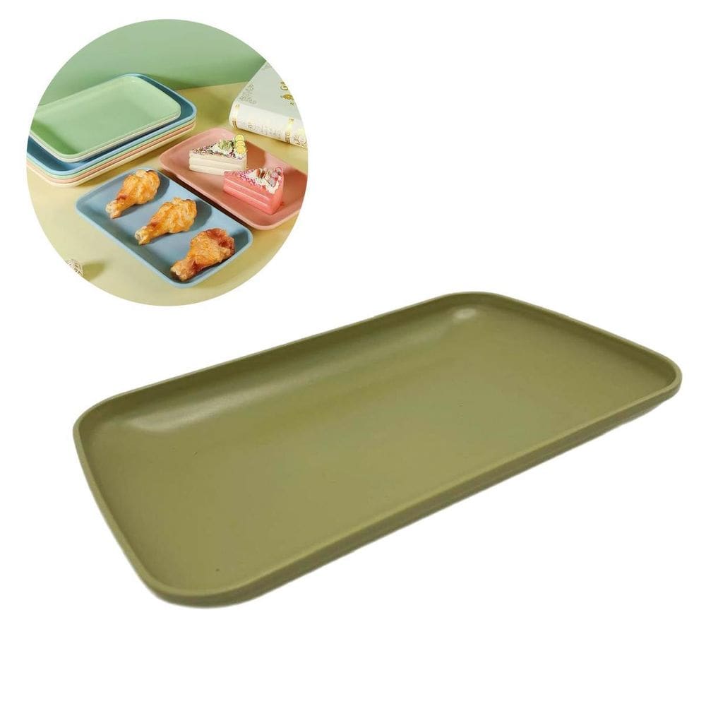 Kit 6Pçs Travessa De Bambu Pp Para Servir Bandeja 21X14Cm
