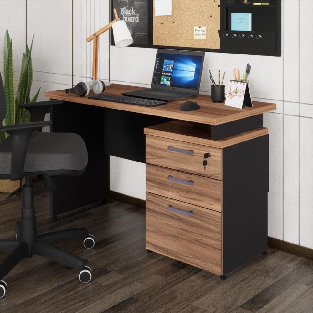 Escrivaninha 120cm com 3 Gavetas Flex Multimóveis CR25311