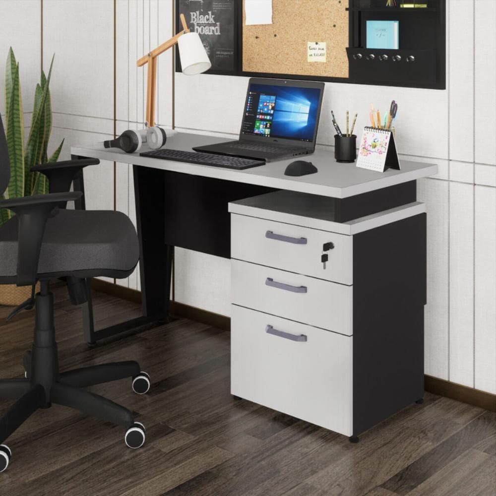 Escrivaninha 120cm com 3 Gavetas Flex Multimóveis CR25320