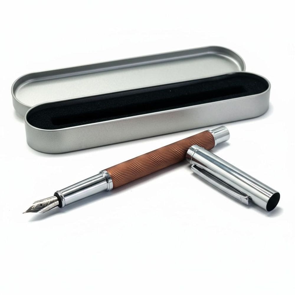 Caneta Tinteiro Executiva Pena Cobre Caixa Metal 0,5Mm Luxo