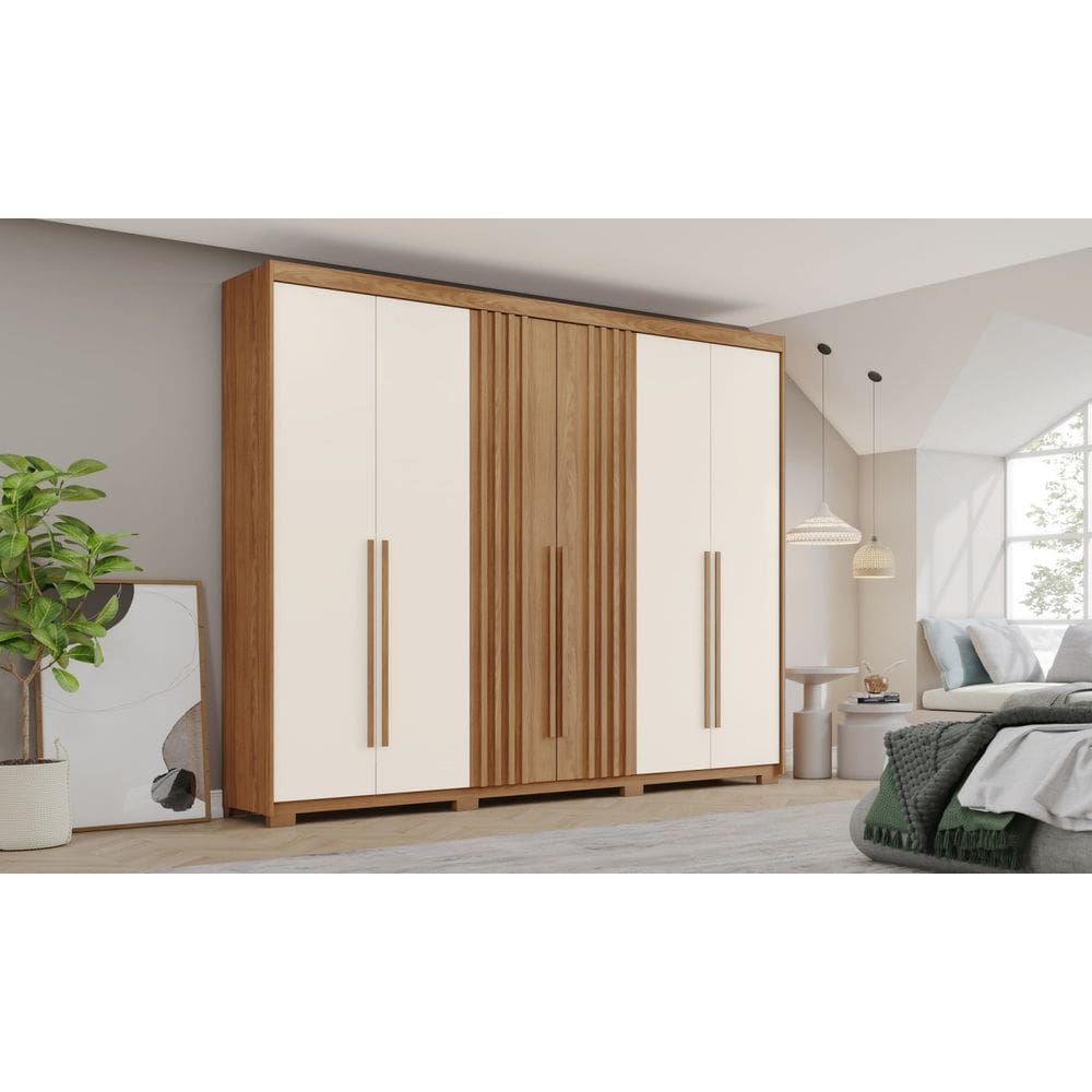 Guarda Roupa Casal Norton Portas Ripadas 6 Portas 4 Gavetas - Henn