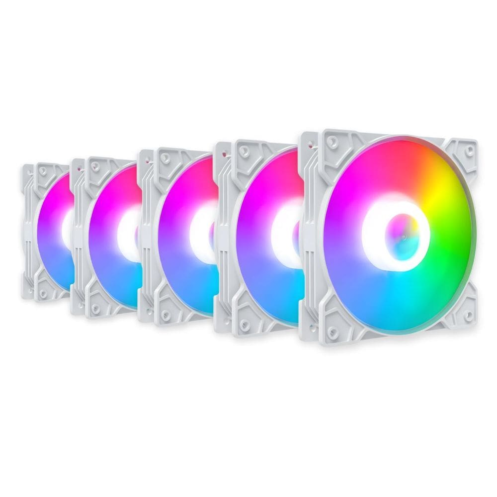 Kit 5 Cooler Fan Snaker Shadow ARGB 120mm Silencioso Branco