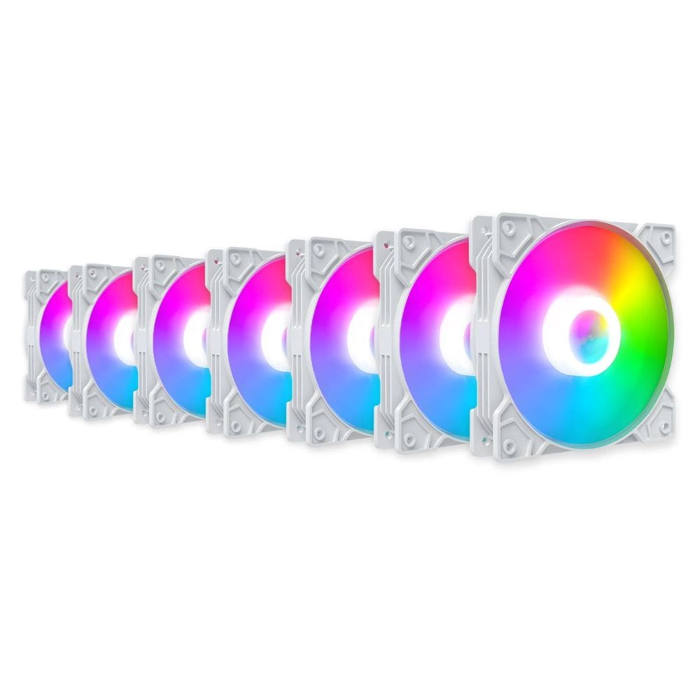 Kit 7 Cooler Fan Snaker Shadow ARGB 120mm Silencioso Branco