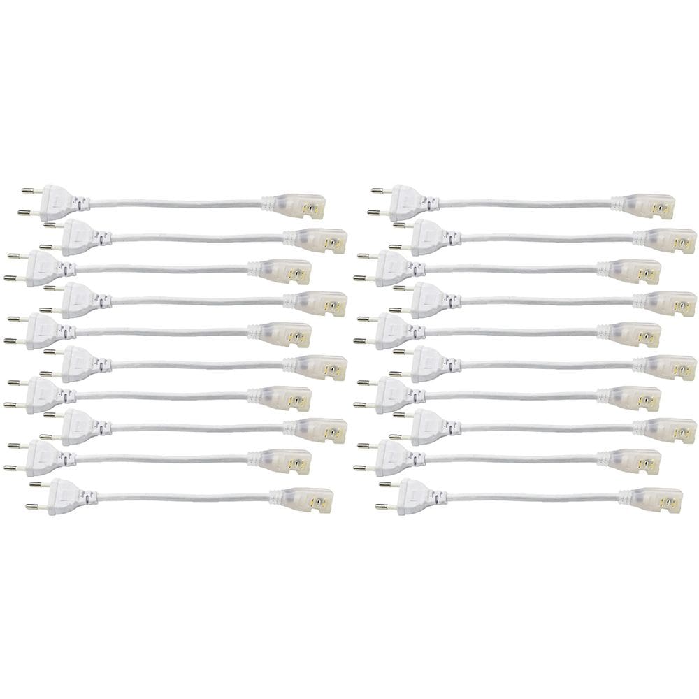 Conector Plug Rabicho Kit 20 Uni para Fita de LED 8mm Tomada Fonte Perfil Sanca Teto Gesso Iluminaçao Casa Loja Decoraçao