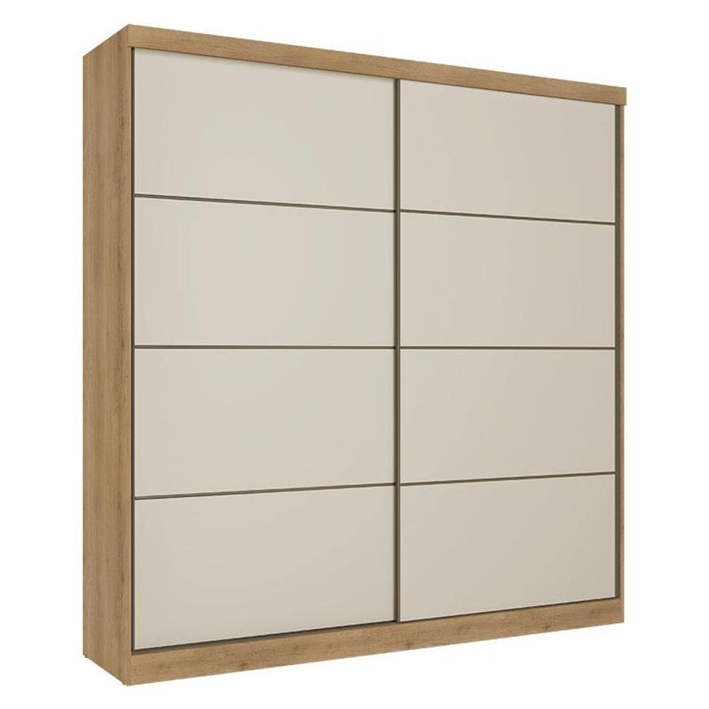 Guarda Roupa Casal Malaga 2 Portas Capuccino Off White Acetinado - THB