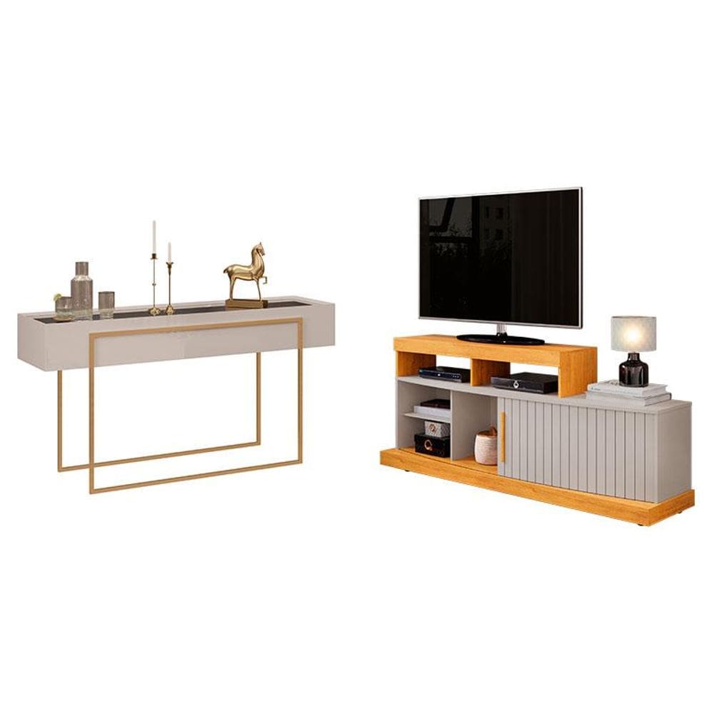 Rack Bancada Scala e Aparador Suri Cedro Bali - DJ Móveis