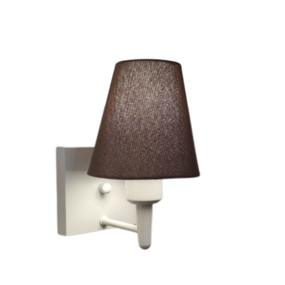 Arandela Quadrada Md-2034 Branco Cúpula em Tecido Cone Café - Bivolt