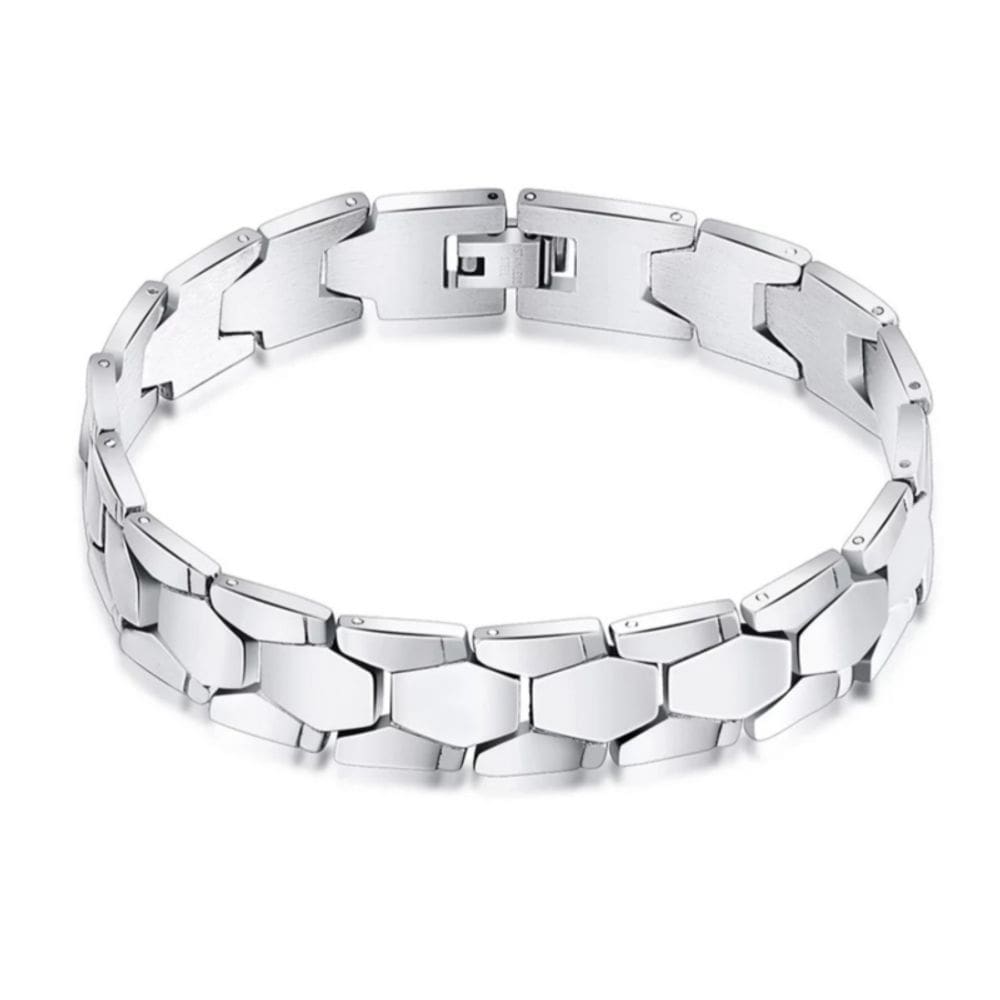 Pulseira para homens Generic Links em aço inoxidável e silicone