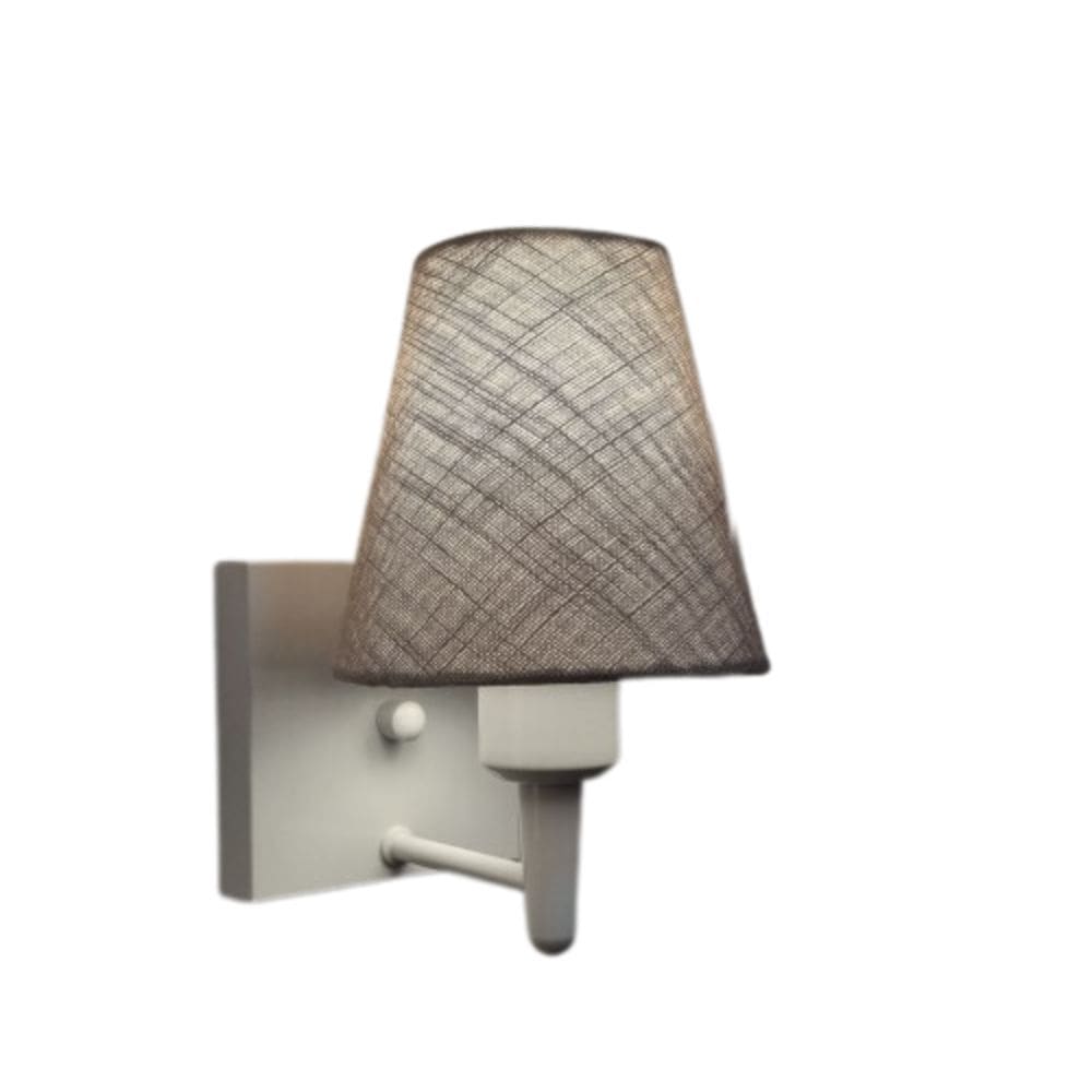 Arandela Quadrada Md-2034 Branco Cúpula em Tecido Cone Rustico Cinza - Bivolt