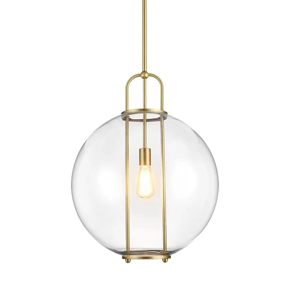 Pendente Tridente Globo Vidro Dourado 25cm 1E27 DS8242 Delis