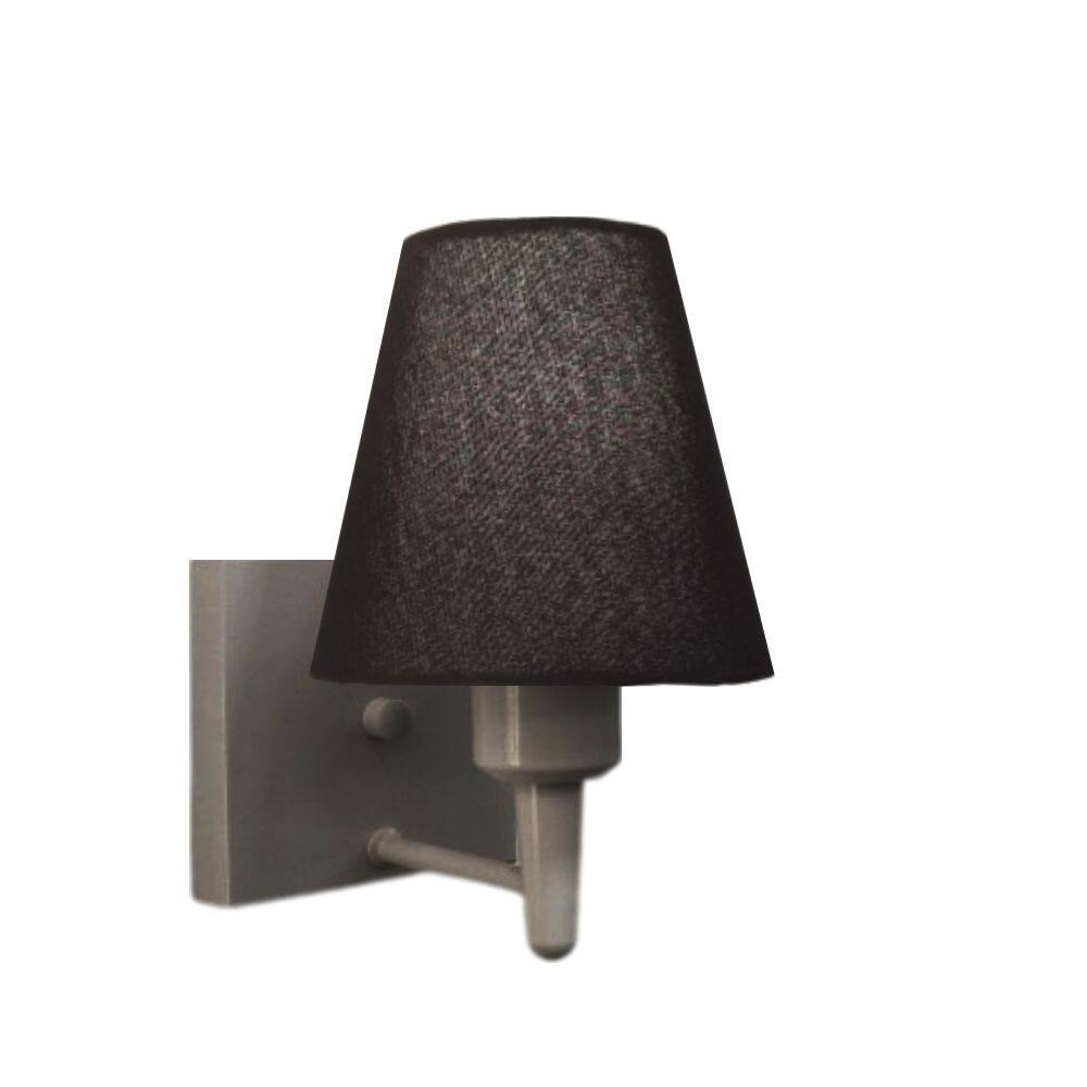 Arandela Quadrada Md-2034 Cinza Cúpula em Tecido Cone Preto - Bivolt