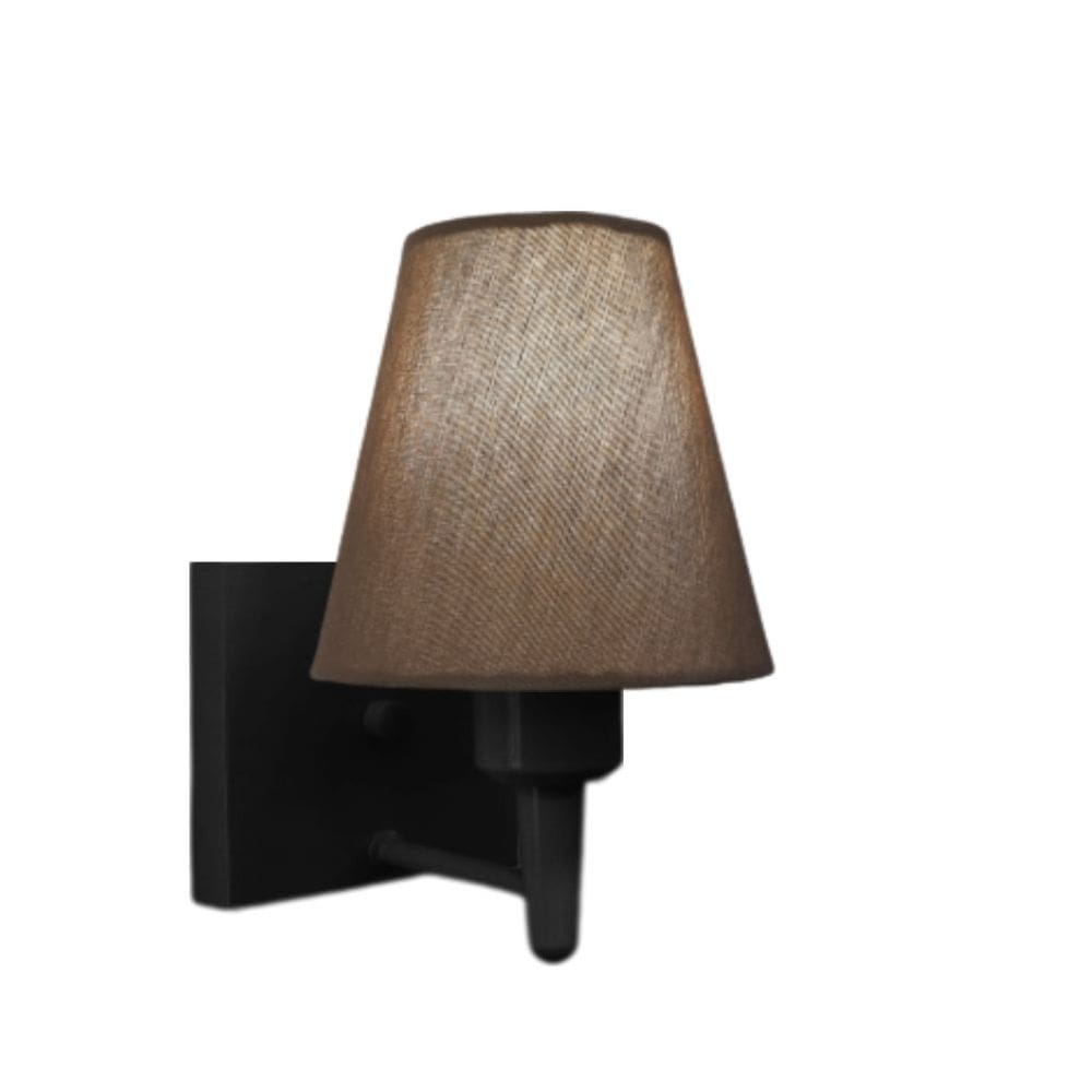 Arandela Quadrada Md-2034 Preto Cúpula em Tecido Cone Caqui - Bivolt
