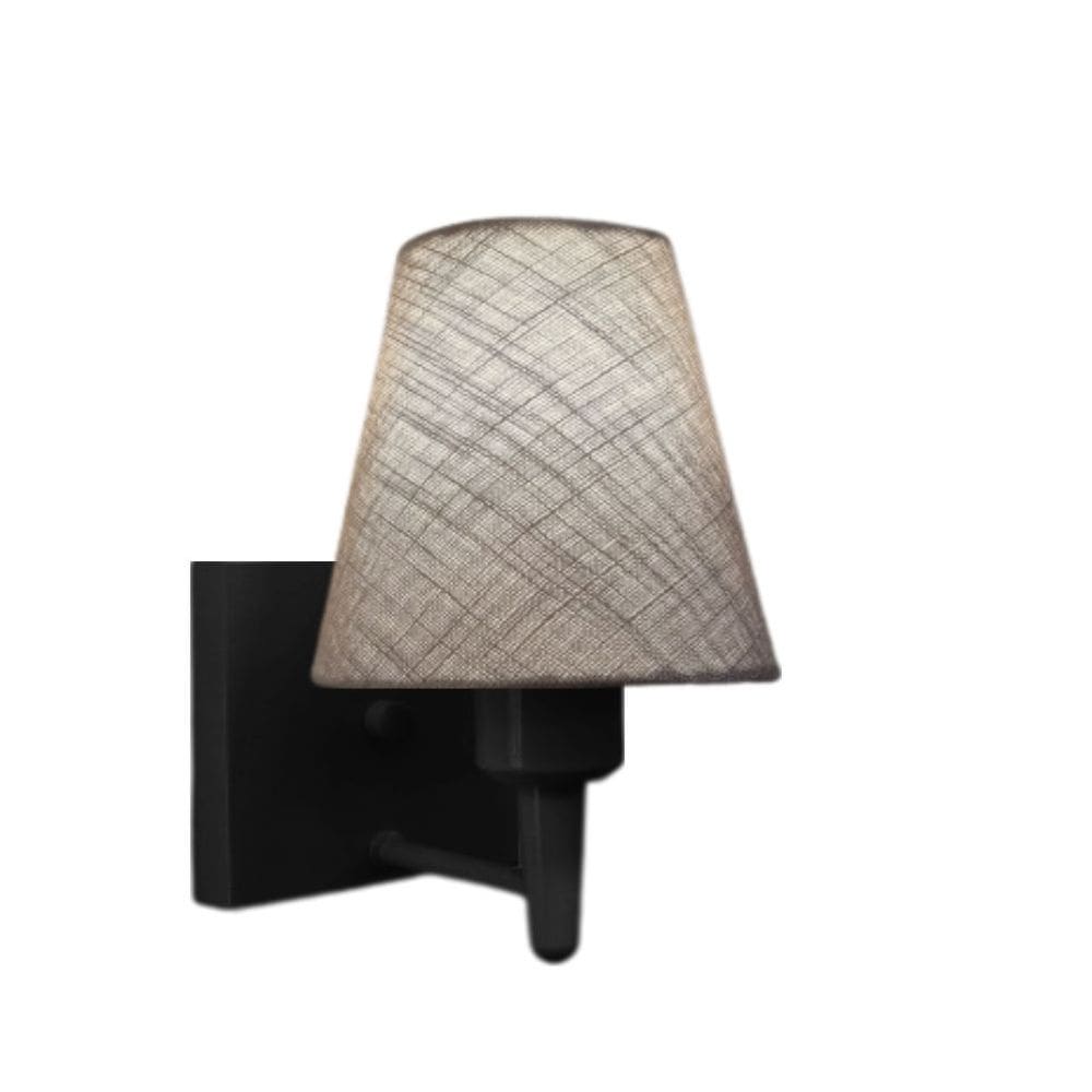 Arandela Quadrada Md-2034 Preto Cúpula em Tecido Cone Rustico Cinza - Bivolt