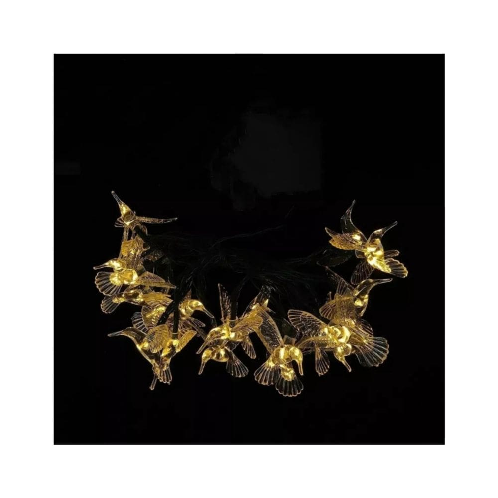 Luz quente Solar Garland Hummingbirds 30 LED de 5 m