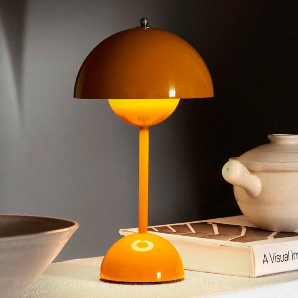 Lâmpada de mesa de três cores com controle de toque LED recarregável