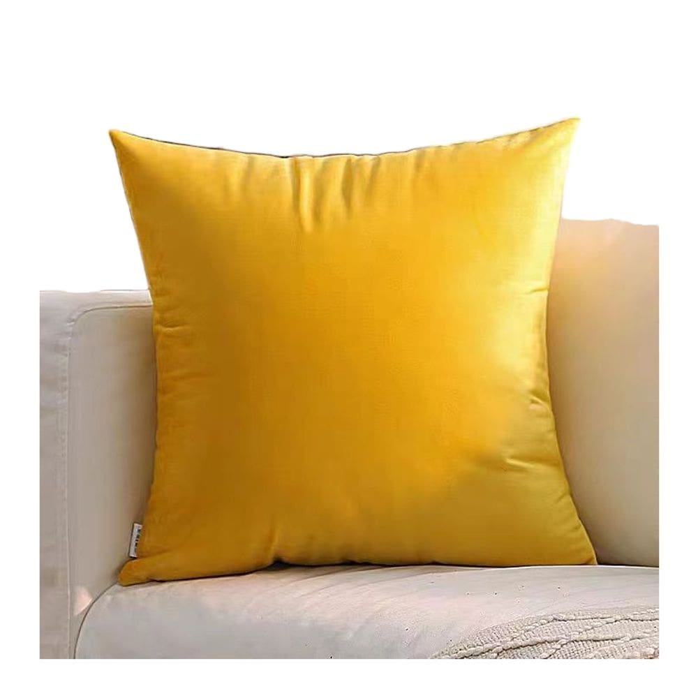 Estojo de almofada de veludo sólido amarelo 45cm x 45cm