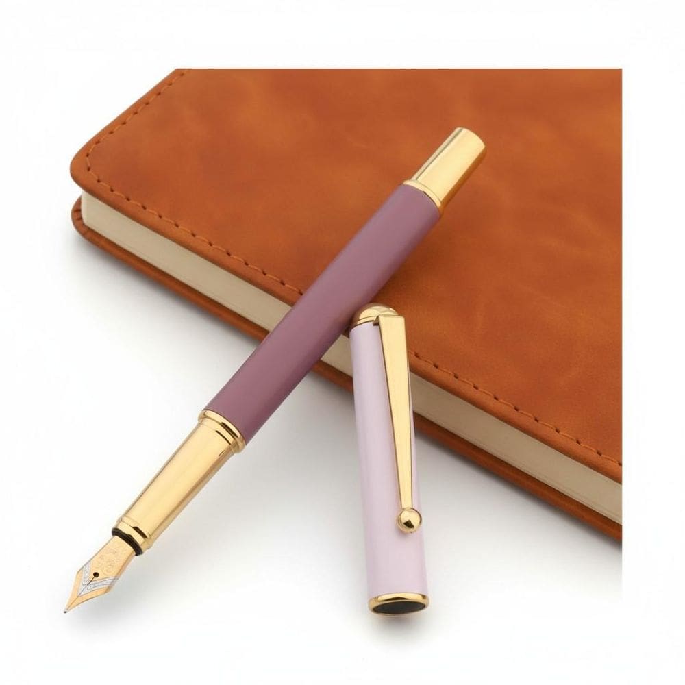 Caneta Tinteiro Executiva Ponta Pena Rosa Lilas 0,7 Mm Luxo