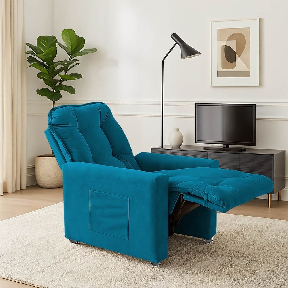 Poltrona Cadeira Vitória Papai E Mamãe Com Encosto Macio Para Sala De Descanso Turquesa